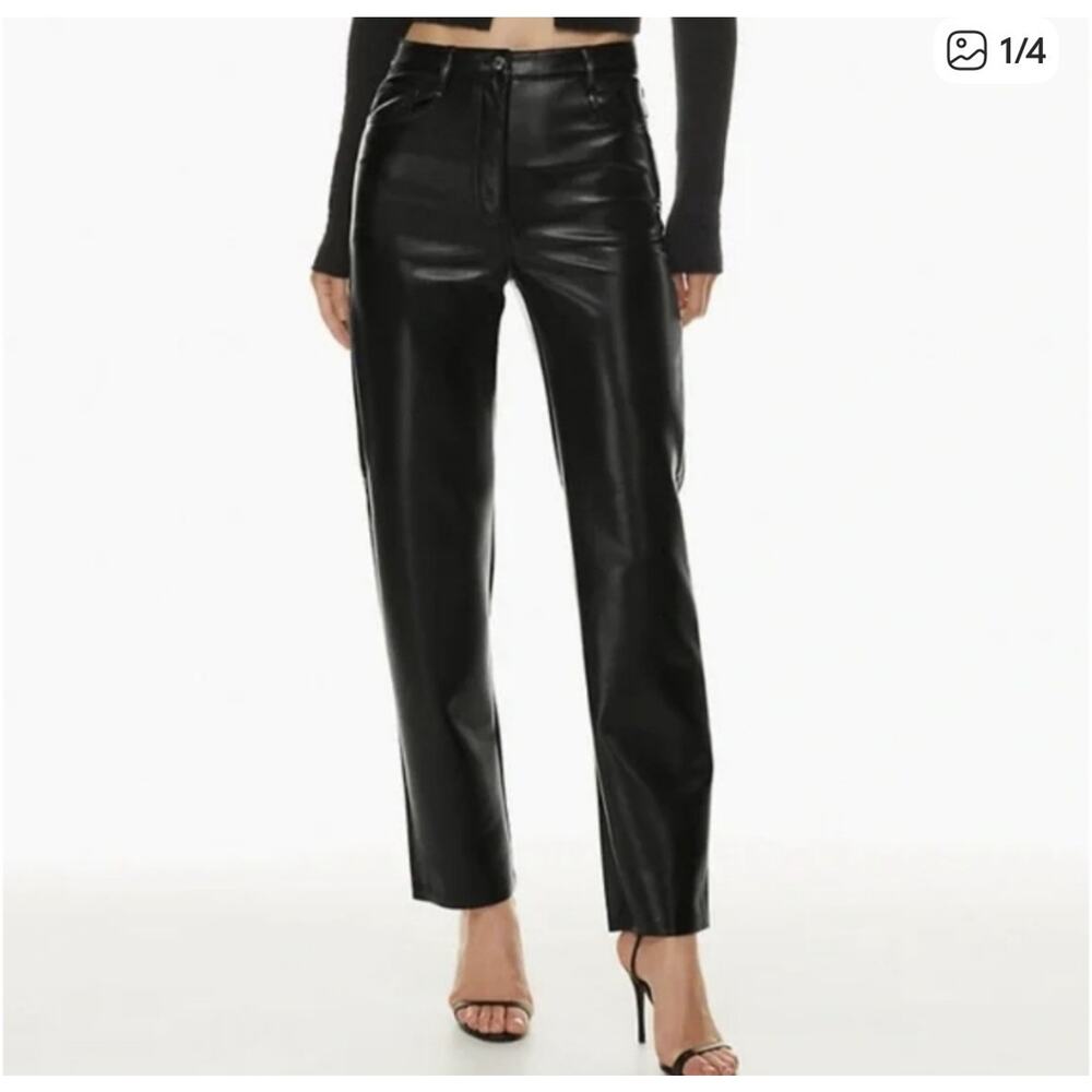 Aritzia Wilfred The Melina Super High-Rise Pant in Black Vegan Leather Small